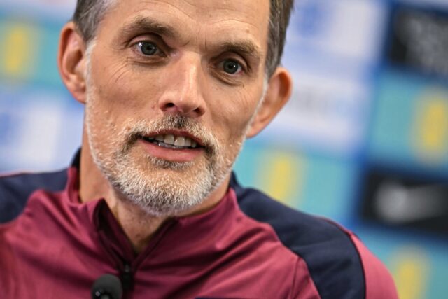 England head coach Thomas Tuchel speaks during a press conference ahead of his team's matc