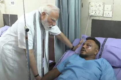 India's Prime Minister Narendra Modi met Vishwash Kumar Ramesh, the sole survivor of the A