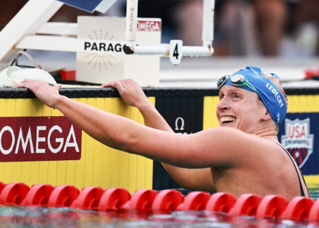 Katie Ledecky, coming off a world-record swim in the 800-meter freestyle in May, won the U