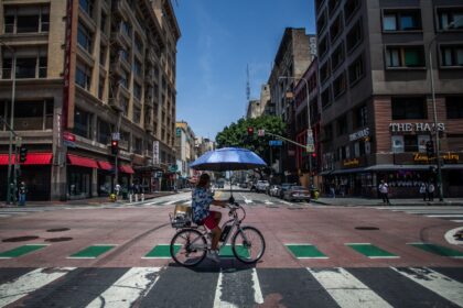 Life was carrying on largely as normal in downtown Los Angeles on June 11, 2025, even as t