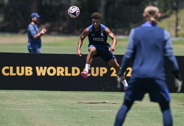 Paris Saint-Germain players training in Los Angeles on Saturday ahead of their opening gam