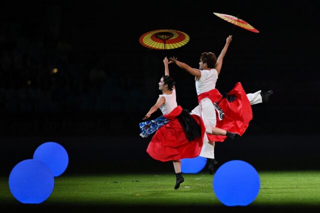Performers representing Japan at the closing ceremony of the Hangzhou Asian Games
