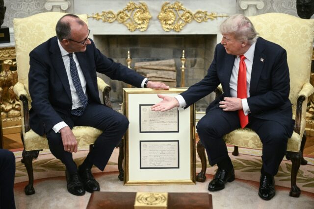 President Donald Trump hosts German Chancellor Friedrich Merz