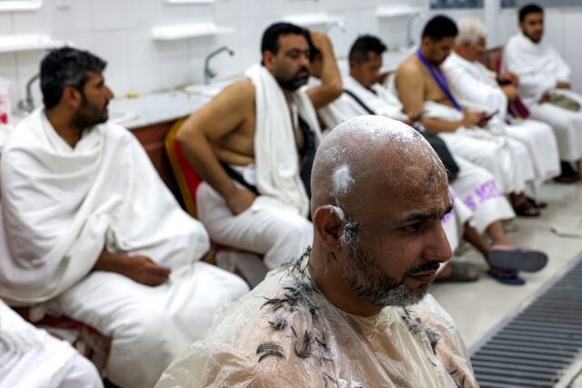 Shaving or cutting the hair comes near the end of the hajj, and marks the moment when pilg