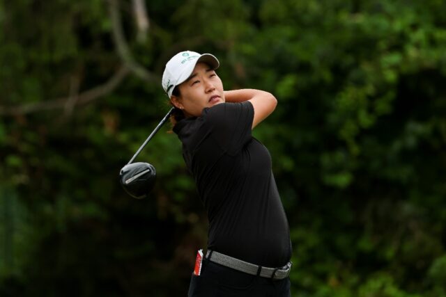 South Korean Lee Il-hee hits a tee shot on the way to the lead at the LPGA Shoprite Classi