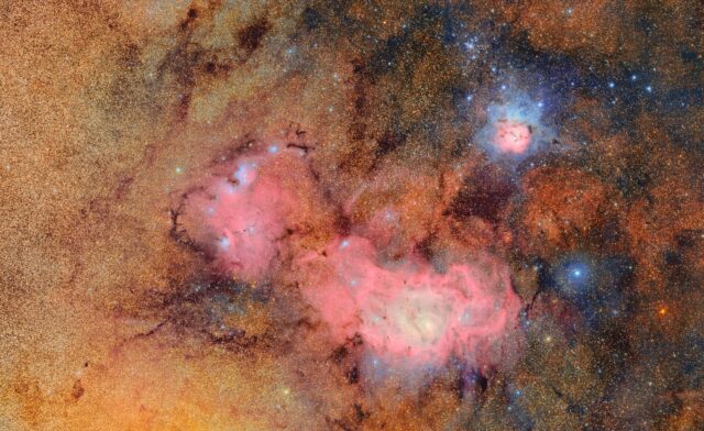 The Trifid Nebula and the Lagoon Nebula -- stellar nurseries within our Milky Way -- are s