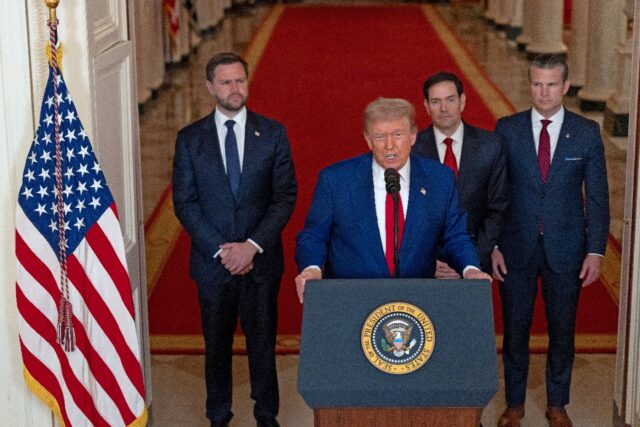 US President Donald Trump addresses the nation on striking Iran, alongside Vice President