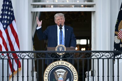 US President Donald Trump participates in a Summer Soiree on the South Lawn of the White H