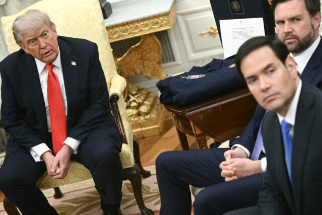 US President Donald Trump, Vice President JD Vance, and US Secretary of State Marco Rubio