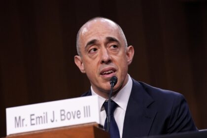 US President Donald Trump's former personal lawyer Emil Bove testifies at a Senate he