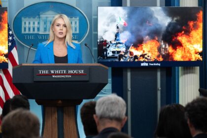 White House Press Secretary Karoline Leavitt speaks about the situation in Los Angeles dur