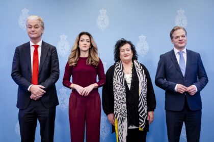 Wilders (L) brought down the fragile four-way coalition government in a row over immigrati