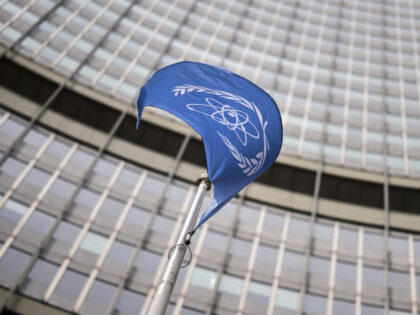 CORRECTS DATE - A flag waves in front of the International Atomic Energy Agency (IAEA) in