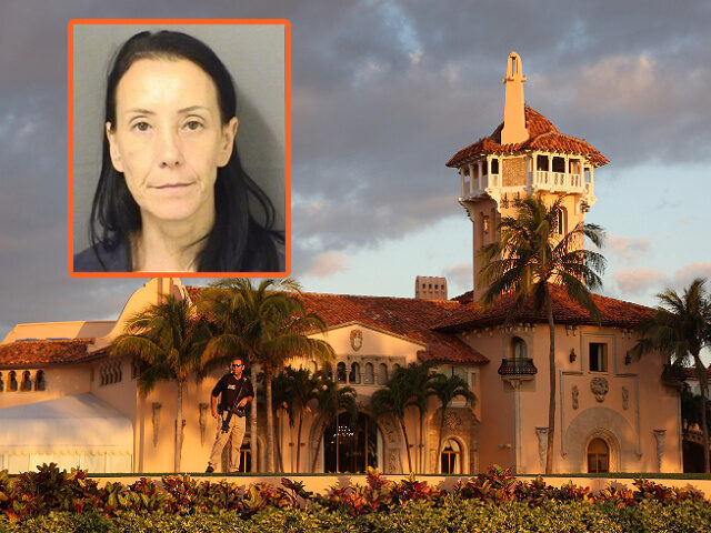 Caroline-Shaw-PBSO-Mar-a-Lago-Donald-Trump-Mar23-getty PALM BEACH, FLORIDA - MARCH 21: A Secret Service agent guards the Mar-a-Lago home of forme