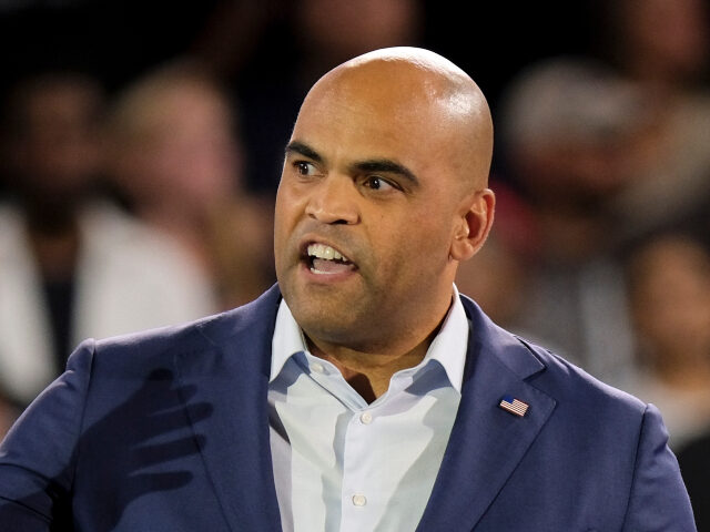 Representative Colin Allred, a Democrat from Texas and US Senate candidate, during a campa