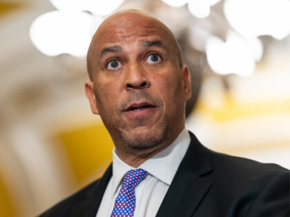 Senator Cory Booker, a Democrat from New Jersey, speaks during a news conference following