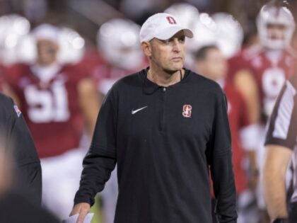 PALO ALTO, CA - OCTOBER 21: Head Coach Troy Taylor of the Stanford Cardinal leaves the fi