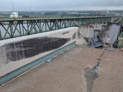 This photo provided by Delaware River and Bay Authority shows the scene where a tractor-tr