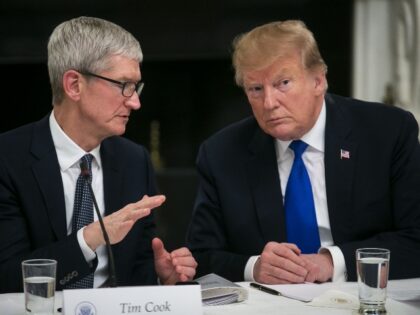 Donald Trump talking with Tim Apple
