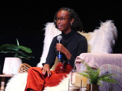 MINNEAPOLIS, MN - OCTOBER 21: Isra Hirsi speaks at the Together Live event at the Pantages