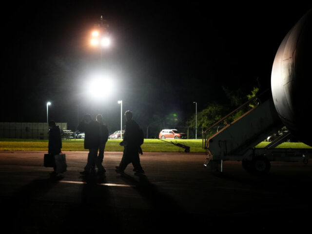 BRIZE NORTON, ENGLAND - AUGUST 17: British nationals and Afghan evacuees depart a flight f