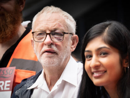 Former Labour Party leader, Jeremy Corbyn M.P. (left) and Zarah Sultana, MP for Coventry S