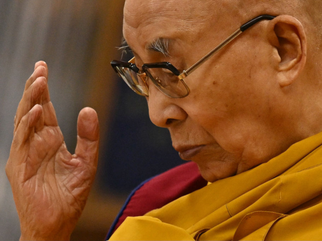 GettyImages-1743843352 Tibetan spiritual leader Dalai Lama attends a long life prayer offered to him by his stude