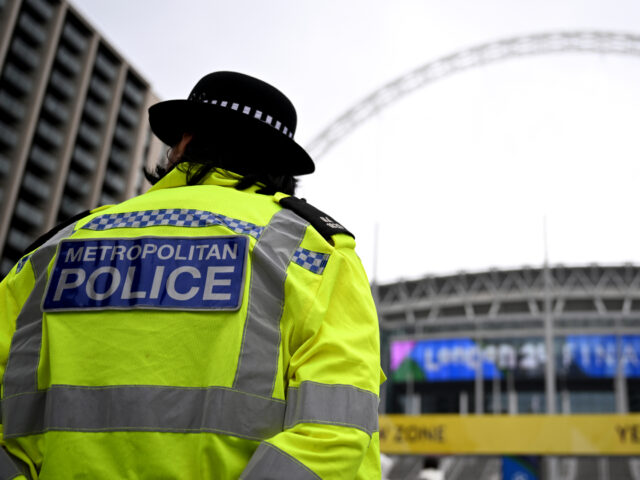 LONDON, ENGLAND - MAY 31: General view outside the stadium as a Metropolitan Police Office