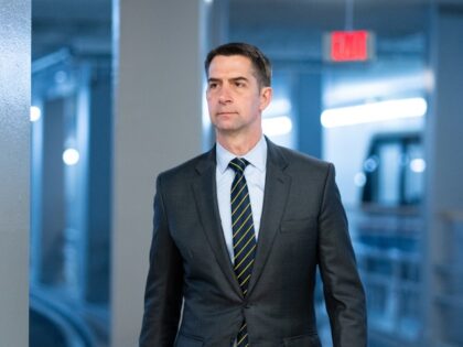 UNITED STATES - APRIL 30: Sen. Tom Cotton, R-Ark., arrives for a vote in the U.S. Capitol