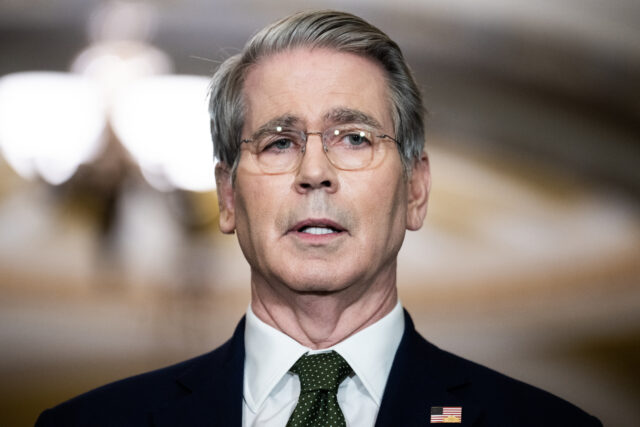 Senate Luncheons 6/24/25 UNITED STATES - JUNE 24: Secretary of the Treasury Scott Bessent speaks with reporters in