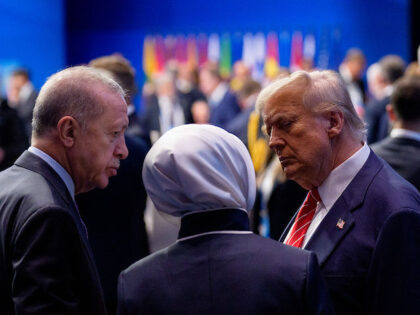 THE HAGUE, NETHERLANDS - JUNE 25: U.S. President Donald Trump (R) speaks with President of