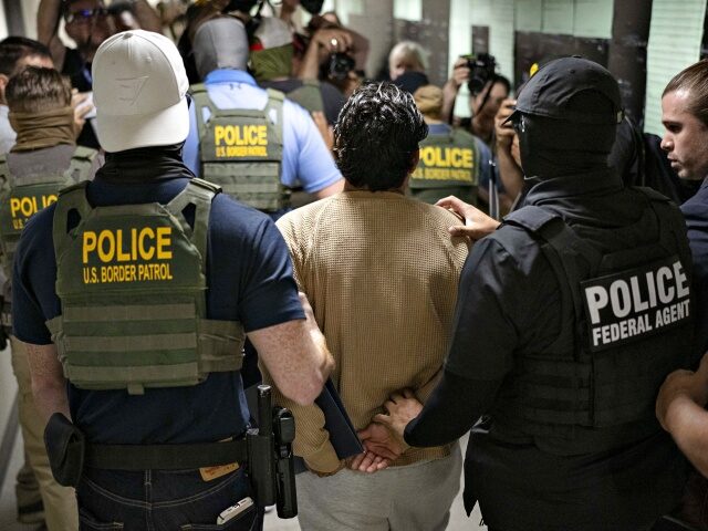 NEW YORK, UNITED STATES - JULY 01: Federal agents detain a person after attending a court