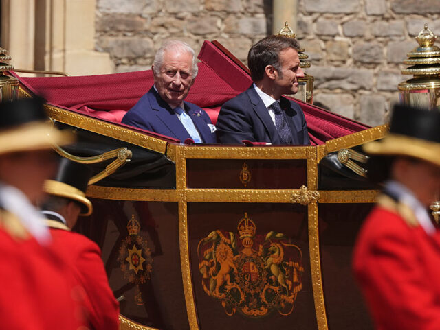 State Visit By The President Of The French Republic - Day One WINDSOR, ENGLAND - JULY 8: King Charles III and President of France Emmanuel Macron arrive