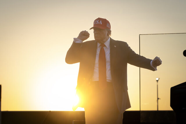 President Trump Delivers Remarks At The Iowa State Fairgrounds DES MOINES, IOWA - JULY 03: U.S. President Donald Trump leaves after speaking at a rally