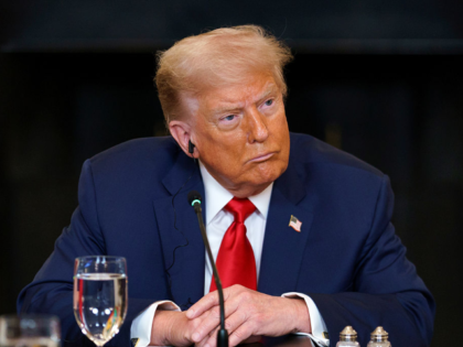 US President Donald Trump during a meeting with African leaders in the State Dining Room o