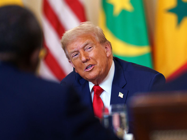 GettyImages-2223685867 US President Donald Trump during a meeting with African leaders in the State Dining Room o