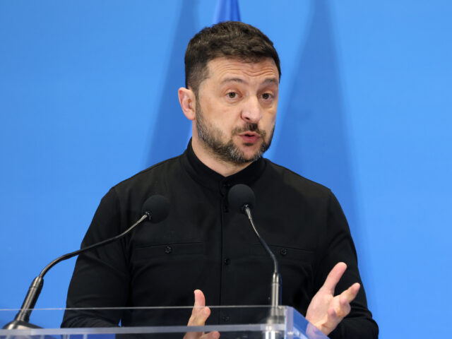 Volodymyr Zelenskiy, Ukraine's president, during a news conference at the Ukraine Recovery