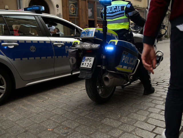 In Krakow, Poland, on July 11, 2025, police participate in the 3rd Black March of Wolyn 19