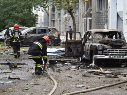 LVIV, UKRAINE - JULY 12: Emergency teams on duty following Russia's most massive attack on