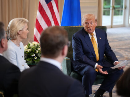 TURNBERRY, SCOTLAND - JULY 27: U.S. President Donald Trump and President of the European C