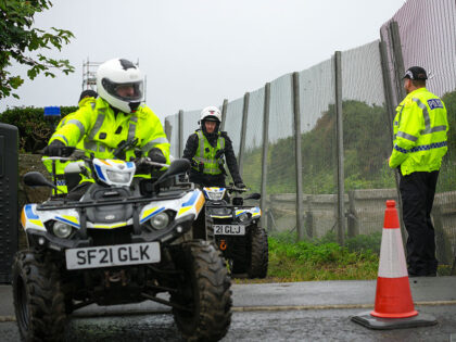 TURNBERRY, SCOTLAND - JULY 25: Police Scotland officers guard the Trump Turnberry course a