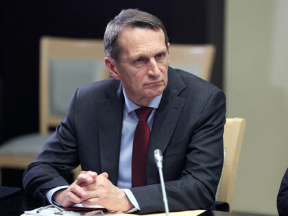 In this pool photograph distributed by Sputnik agency Russia's Foreign Intelligence Servic