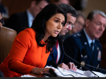 Tulsi Gabbard, director of National Intelligence, FBI Director Kash Patel, left, CIA Direc