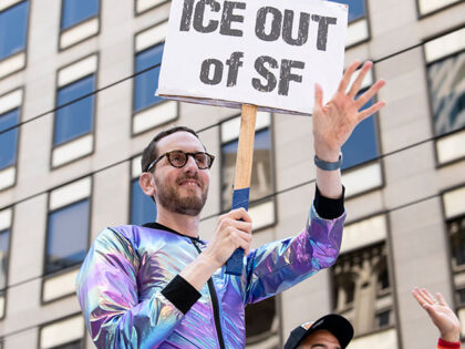 Senator Scott Weiner waves to onlookers during the Gay Pride Parade on June 29, 2025 in Sa