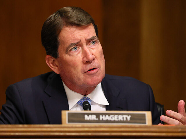 Sen. Bill Hagerty (R-TN) speaks during a confirmation hearing before the Senate Committee