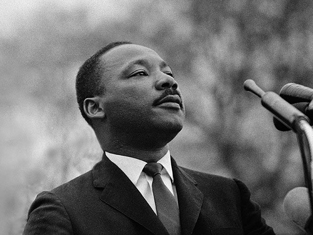 GettyImages459534214 Dr Martin Luther King Jr speaking before crowd of 25,000 Selma To Montgomery, Alabama civi