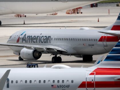MIAMI, FLORIDA - JULY 24: American Airlines planes on the tarmac at the Miami Internationa