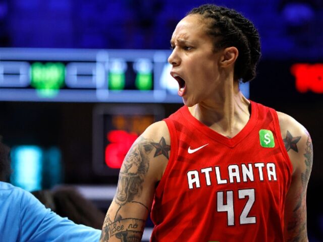 Ron Jenkins_Getty Images (5) ARLINGTON, TEXAS - JULY 30: Brittney Griner #42 of the Atlanta Dream reacts after being ej