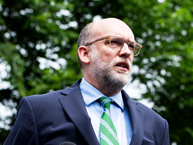 OMB Director Russ Vought speaks with the press outside of the West Wing at the White House