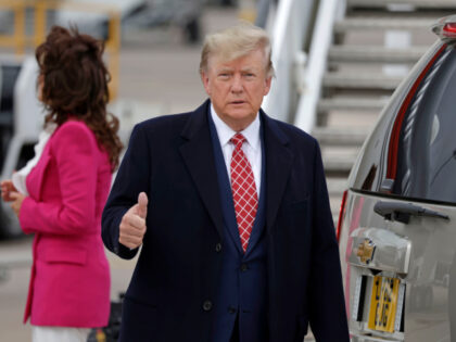 Former U.S. President Donald Trump arrives at Aberdeen Airport on May 1, 2023 in Aberdeen,